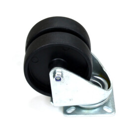 Zwenkwiel dubbel, diameter van 75mm, plaatbevestiging, polypropyleen (PP) wiel, draagvermogen tot 100KG