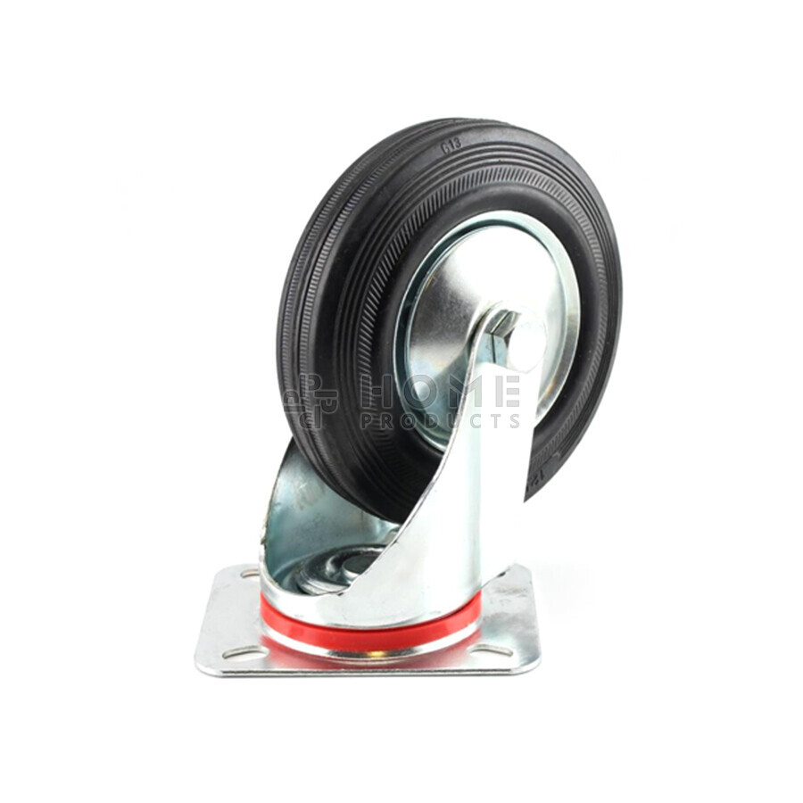 Zwenkwiel, diameter van 100mm, zwarte rubberband, metalen velg, draagvermogen tot 70KG