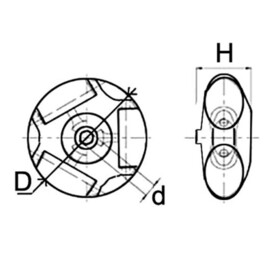 Multidirectioneel wiel met 3 rollers, 48 mm