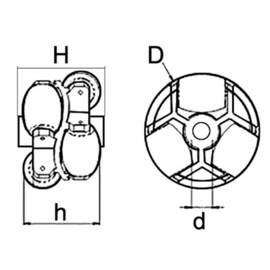 Multidirectioneel wiel met 6 rollers, 50 mm