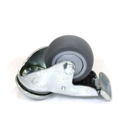 Swivel castor with brake, 50 mm diameter, non-marking rubber tire, load capacity up to 50 kg