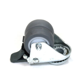 Swivel castor with brake, 50 mm diameter, non-marking rubber tire, load capacity up to 80 kg