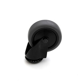 Zwenkwiel zwart, diameter van 75mm, boutgatbevestiging, niet-strepende rubberband, draagvermogen tot 75KG